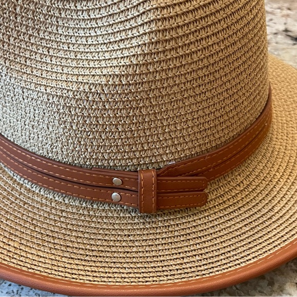 RIAH Leather Trimmed Fedora Hat - Picture 8 of 8